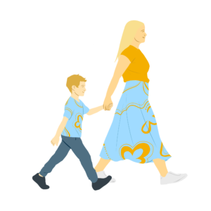 Madre e hijo durante un acompañamiento familiar