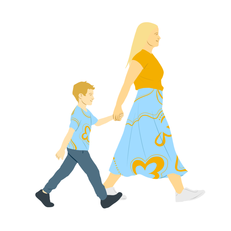 Madre e hijo durante un acompañamiento familiar