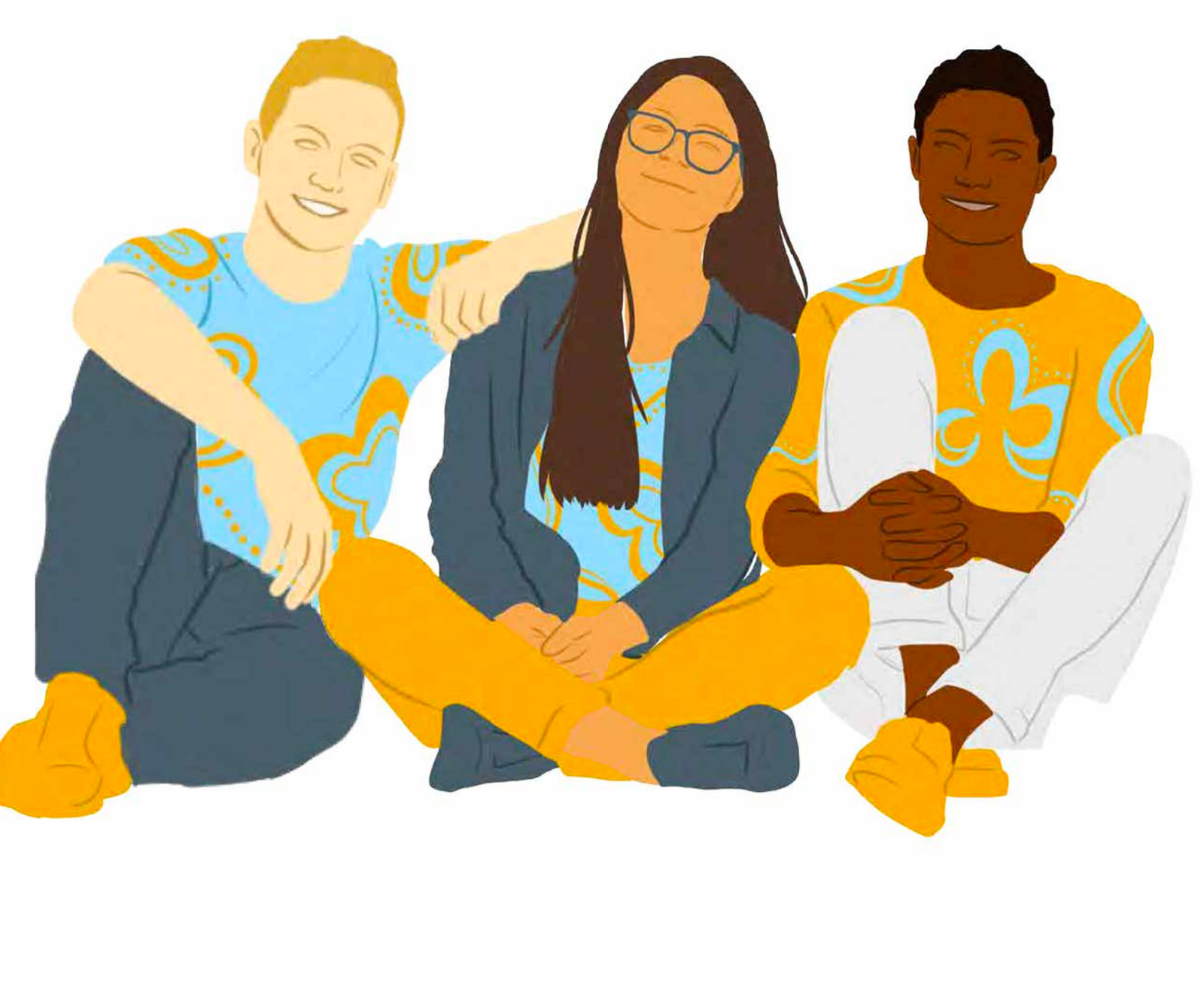 Ilustración de tres jóvenes